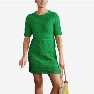 NWT $188 Boden Claudia Green Crochet Knit Dress - 20L